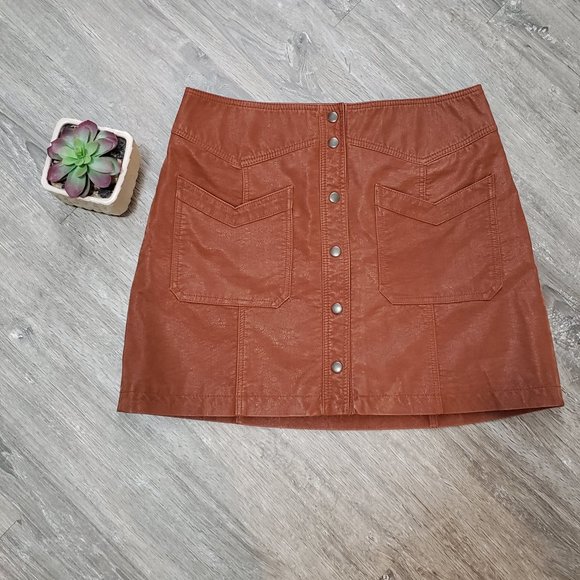 Free People A-Line Skirt in Rust Brown - Picture 2 of 7